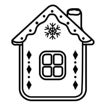 Christmas gingerbread cookies gingerbread house in doodle style, vector illustration contourのイラスト素材