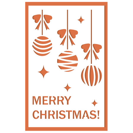 Multi-layered 3D Christmas card with Christmas decorations in the style of papercut, vector illustration, Laser cut paperのイラスト素材