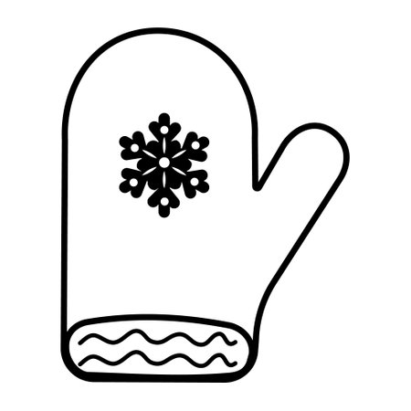 Christmas Ginger cookies mitten in doodle style, vector illustration contourのイラスト素材
