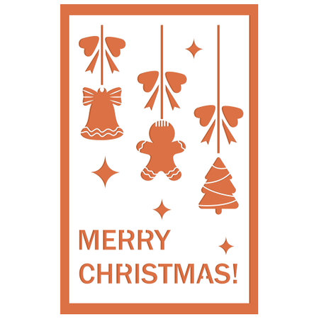 Festive 3D postcard in the style of papercut, with a Christmas garland of ginger cookies, vector illustrationのイラスト素材
