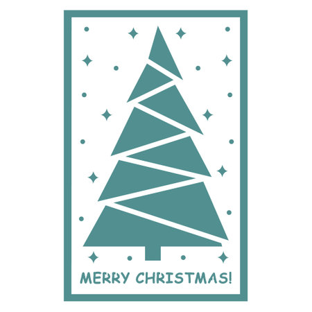 Multi layered 3D Christmas card with a papercut style Christmas tree, vector illustration, Laser cut paperのイラスト素材