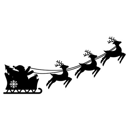 Santa Claus on reindeer, template, stencil, vector illustrationのイラスト素材