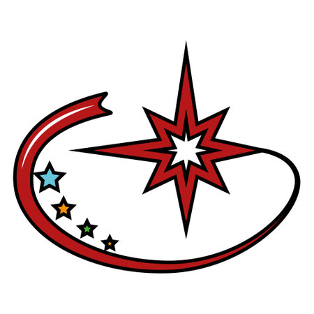 A set of cartoon colorful vector illustrations of stars isolated on a white background.のイラスト素材