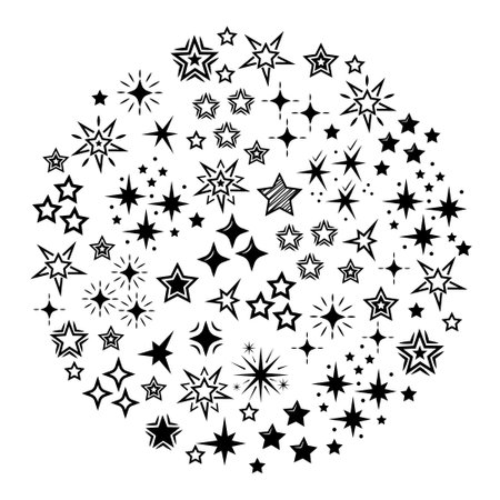 Round star frame, isolated vector illustrationのイラスト素材