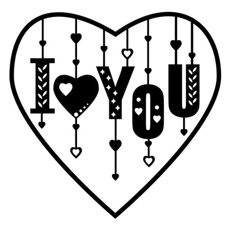 Template Multi-layered greeting card in the shape of a heart, black stencil, vector illustration in the style of papercutのイラスト素材