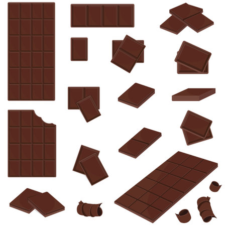 Large chocolate bar without packaging, color isolated vector illustration in cartoon styleのイラスト素材