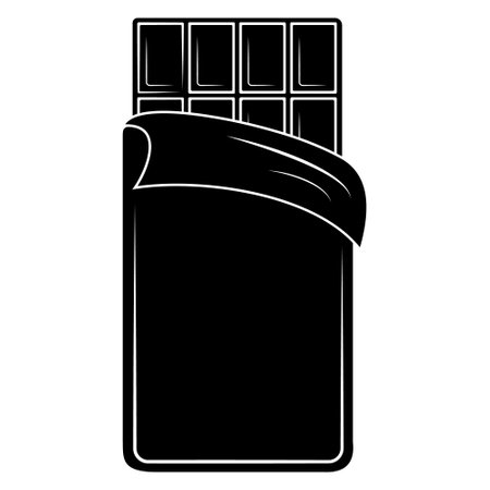 Large chocolate bar in packaging, black stencil, isolated vector illustration silhouette iconのイラスト素材