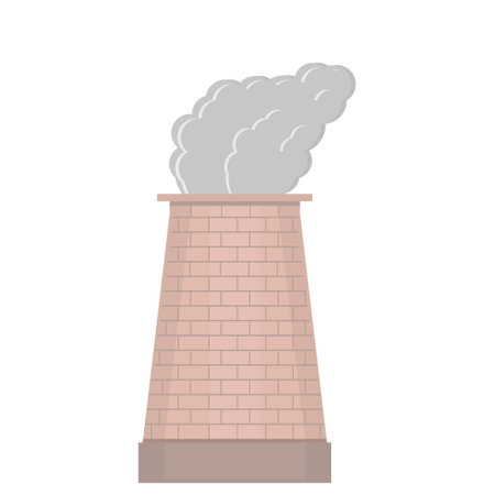 Industrial industrial chimney, flue pipes with toxic air, vector isolated illustrationのイラスト素材