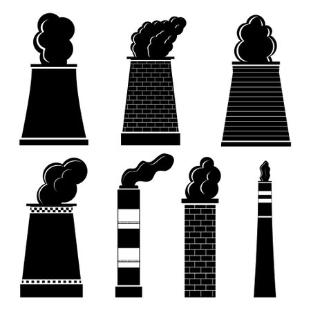 Production chimney, icon, stencil, isolated vector illustrationのイラスト素材