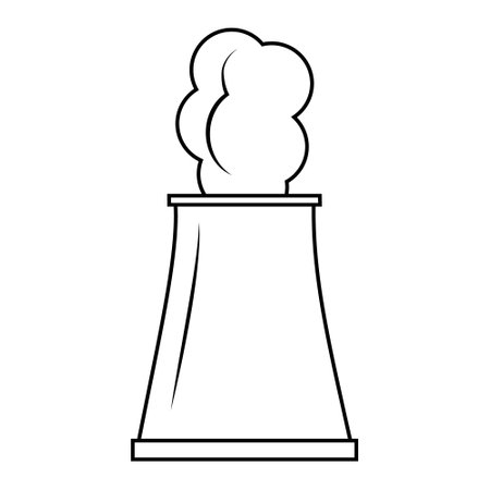 Vector isolated icon of exhaust pipes with smoke in a factory or plant. The concept of environmental pollution and harm to ecologyのイラスト素材