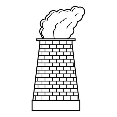 Vector isolated icon of exhaust pipes with smoke in a factory or plant. The concept of environmental pollution and harm to ecologyのイラスト素材