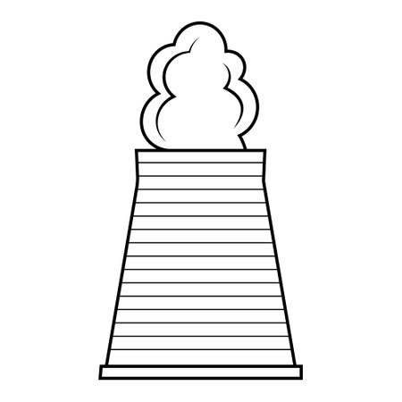 Vector isolated icon of exhaust pipes with smoke in a factory or plant. The concept of environmental pollution and harm to ecology.のイラスト素材