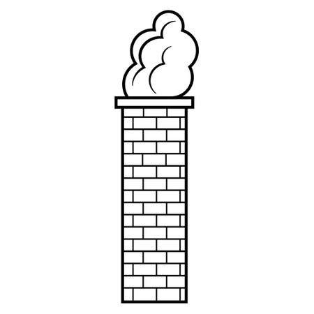 Vector isolated icon of exhaust pipes with smoke in a factory or plant. The concept of environmental pollution and harm to ecology.のイラスト素材
