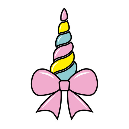 Colored unicorn horn. Color isolated vector illustration in cartoon style.のイラスト素材