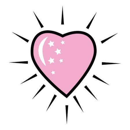 Serce with rays. Color isolated vector illustration in cartoon style.のイラスト素材