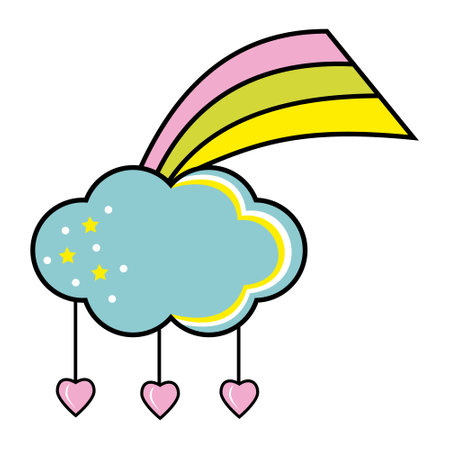 Cloud cloud with a rainbow. Color isolated vector illustration in cartoon style.のイラスト素材