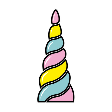 Colored unicorn horn. Color isolated vector illustration in cartoon style.のイラスト素材
