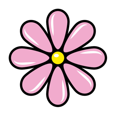 Pink flower. Color isolated vector illustration in cartoon style.のイラスト素材