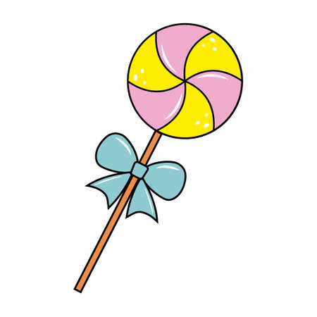 lollipop with a bow. Color isolated vector illustration in cartoon style.のイラスト素材