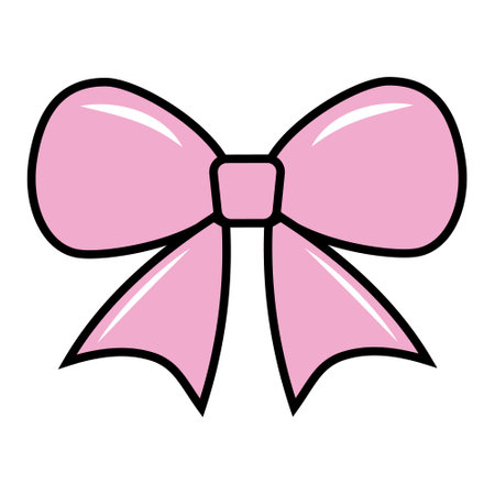 Pink bow. Color isolated vector illustration in cartoon style.のイラスト素材