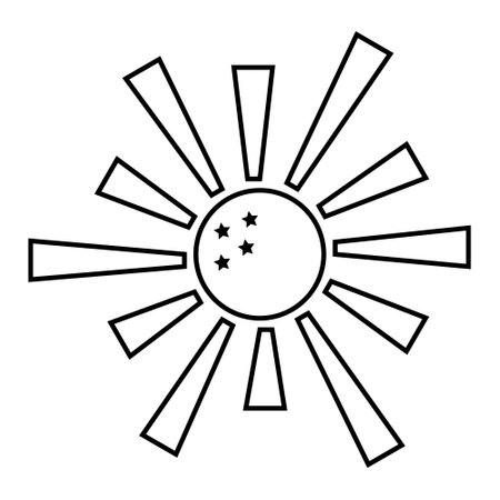 The sun with stars. Vector outline for coloring booksのイラスト素材