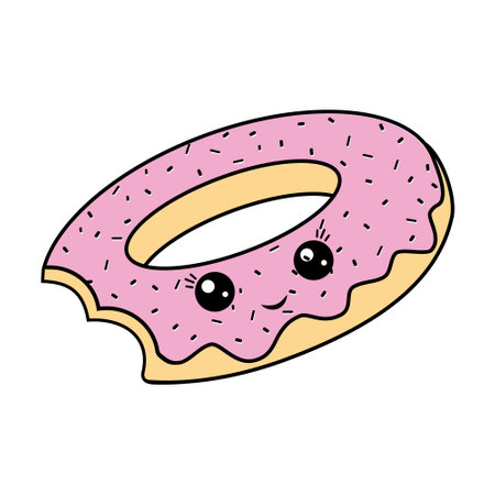 Cute character donut kawaii. Vector isolated cartoon-style illustration. Poop character conceptのイラスト素材