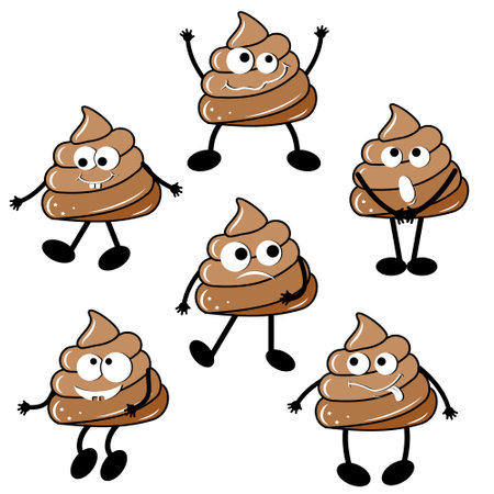 The character is a poop, kawaii. Vector isolated cartoon-style illustration. Poop character conceptのイラスト素材