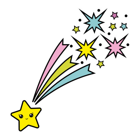 star comet,color vector isolated cartoon-style illustrationのイラスト素材