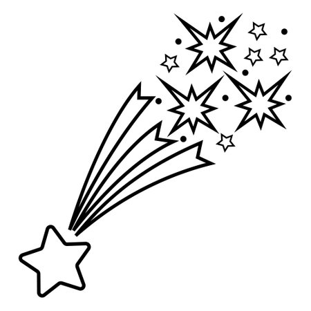 The comet star icon. Shimmering glitter and glowing symbol. Isolated vector illustration in the style of doodle coloringのイラスト素材