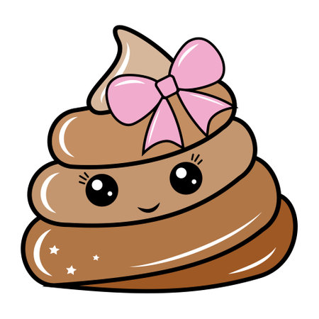 The character is a poop, kawaii. Vector isolated cartoon-style illustration. Poop character conceptのイラスト素材
