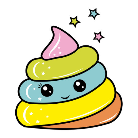 Unicorn kawaii poop color vector illustration in cartoon styleのイラスト素材