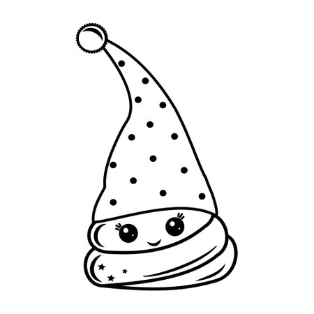Poop Cute character kawaii gnome, black outline, vector isolated illustration in doodle styleのイラスト素材