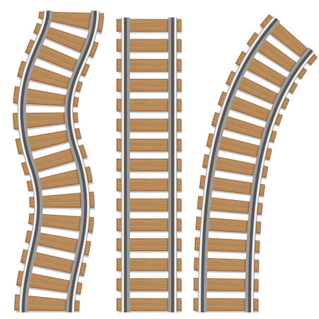 A set of railway tracks. Isolated vector elements of a railway, rails of railway routesのイラスト素材
