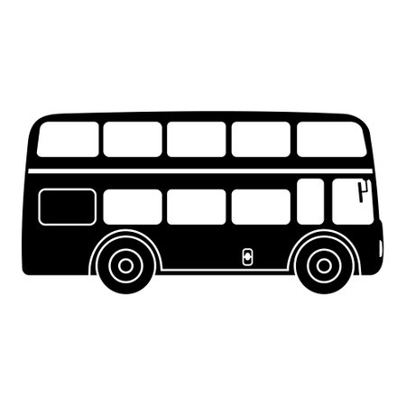 Double-decker London bus city transport double-decker sightseeing contour icon black stencil, silhouette, vector illustrationのイラスト素材