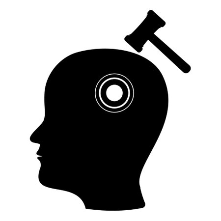Alarm icon. headache and dizziness. Human profile, color vector illustration iconのイラスト素材