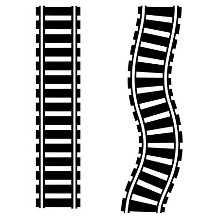 Curved railway, rails. Vector isolated illustration stencilのイラスト素材
