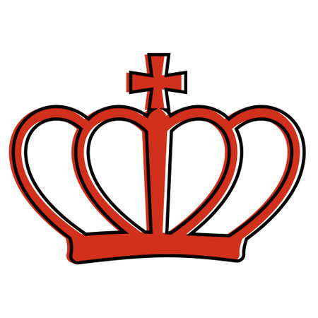 red crown with a doodle-style outline, vector isolated illustrationのイラスト素材