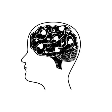 Think love, man and woman head silhouette with hearts, vectorのイラスト素材