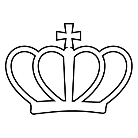 crown, black outline in doodle style, vector isolated illustrationのイラスト素材