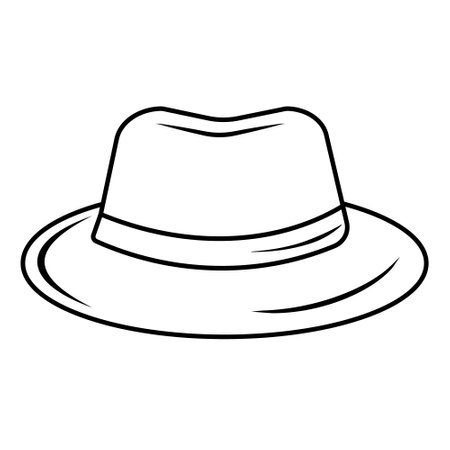 Contour image of a mans hat on a white background. Vector illustration, print for background, print on fabric, paper, wallpaper, packaging.のイラスト素材