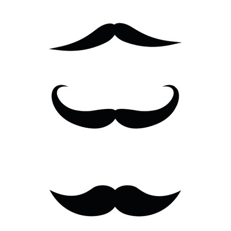 set of mens mustache, black stencil, isolated vector illustrationのイラスト素材