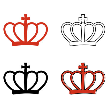 Princess Golden and Black Crown Icon Collection Set Isolated on white Background Vector Illustrationのイラスト素材