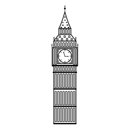 Londons landmark Big Ben, the big clock. Vector illustration in black tones vector silhouette illustration of the sights of London, England.のイラスト素材