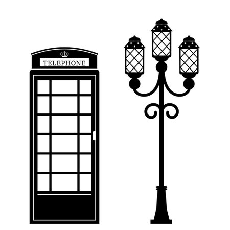 Vector set of London attractions. a set of vector silhouette illustrations of the sights of London, Englandのイラスト素材