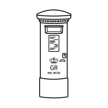 London postal street mailbox, black outline, doodle style, isolated vector illustrationのイラスト素材