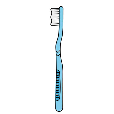toothbrush for brushing teeth, color vector illustration, cartoon styleのイラスト素材