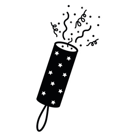 Festive fireworks in doodle style, isolated vector illustrationのイラスト素材
