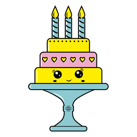 Cake character, sweet dessert kawaii, vector illustrationのイラスト素材