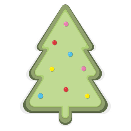 Christmas tree in cartoon style, color isolated illustrationのイラスト素材