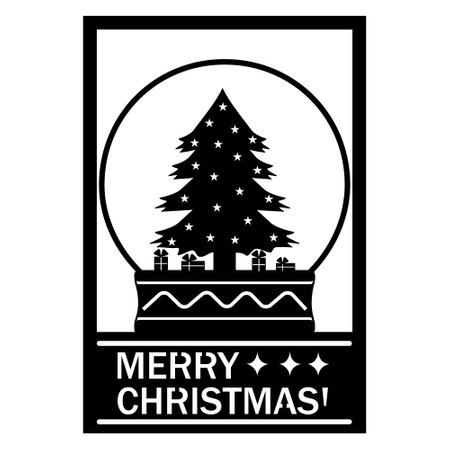 Multi-layered Christmas Card with Snow globe and Christmas Tree, cutting file.のイラスト素材